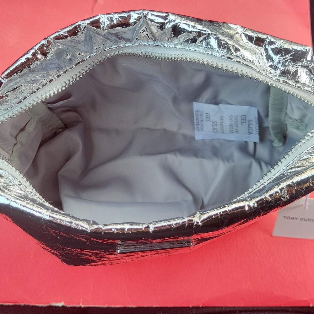 TORY BURCH  Metallic Silver Pouch NWT. - Picture 4 of 8